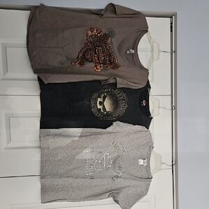 Harley-Davidson Gray and Black Short Sleeve Tees